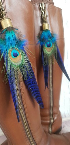 Handmade feather boot - boot, tassels
