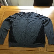 Matalan PAPAYA Grey Buttoned Cardigan Black Detailing Size 16 Great Condition