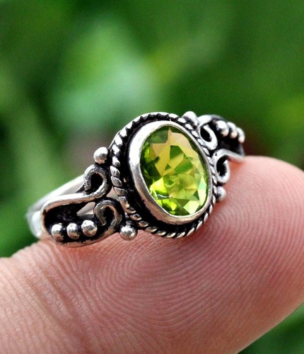 Peridot ring solid 925 silver - ring,