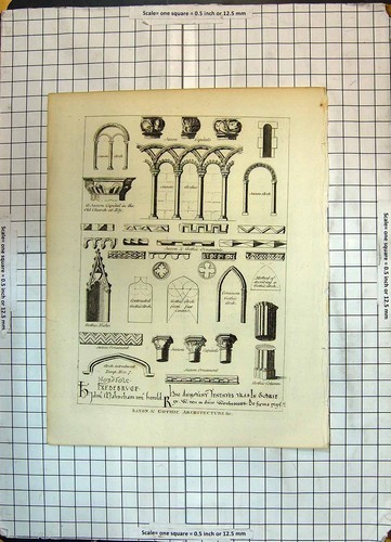 Old antique print saxon gothic - antique,