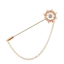 Fashion Anchor Crown Gold Collar Suit Shirt Shinny Pearl Neck Pin Brooch Gift