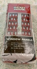Mickey Mouse 2 Window Curtains Panel + 2 Tie Backs 42" x 63" NEW
