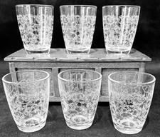 6 X Tot/Shot Vintage Glasses With Lace Transfer Decoration