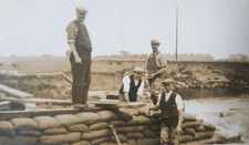Men Building Flood Defence with Sandbags Postcard 1900-20 Original RP Real Photo