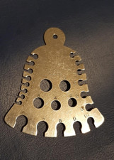 Vintage Abel Morrall's Metal Bell Knitting Needle Gauge Dragon Trademark