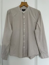 Abercrombie And Fitch Mens Collarless Shirt  Medium Oatmeal Super Slim