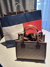 Tommy Women's Crossover Bag Brown And Beige New Authentic Gold Hardware New