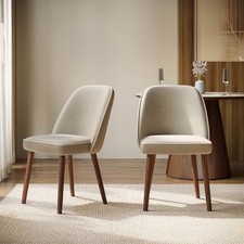 Set of 2 Beige Upholstered Dining Chairs - Claudia CLA001