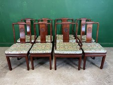 Set Of 8 Chinese Rosewood Dining Chairs Carvers Seat Cushions