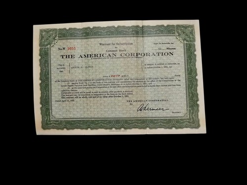 Warrant for subscription - for,