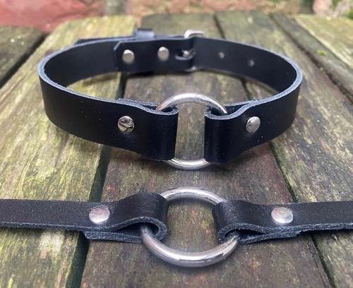 Real leather ring choker - o-ring,