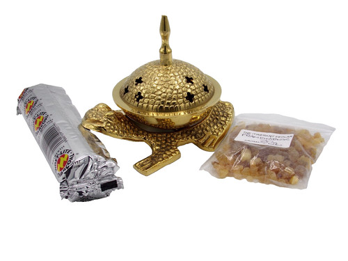 Brass frog incense burner - brass,