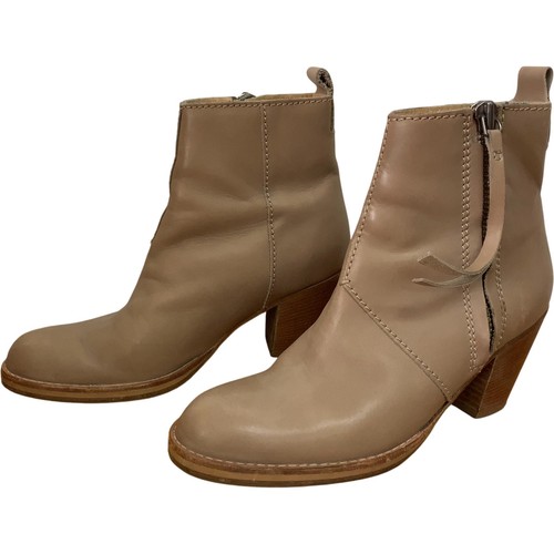 Acne taupe leather ankle - taupe,