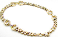 9CT YELLOW GOLD PANTHER SNAFFLE BIT BRACELET HORSE 7.5 inch HALLMARKED NEW BOXED