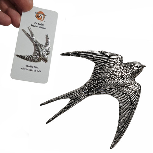 Swallow pin badge pewter - badge,