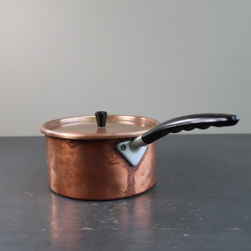 Vintage copper pan with - vintage,