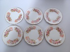 6x COLCLOUGH WAYSIDE / HONEYSUCKLE BONE CHINA SIDE TEA PLATES 6.25" 16cm