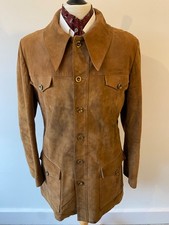 VINTAGE mens 60/70's INDIE/MOD fabulous SOFT BROWN SUEDE SAFARI JACKET BLAZER 40