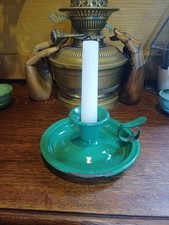 Vintage Green Enamel Candlestick Candle Holder