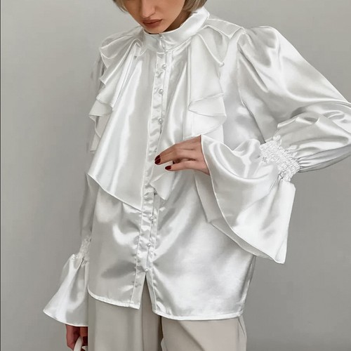 Women shiny court style shirt - court,