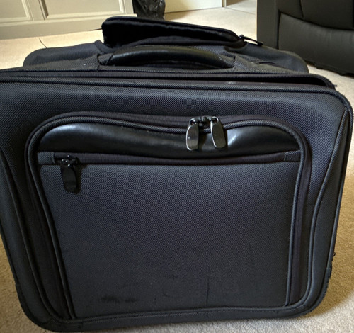 Black polyester laptop trolley - polyester,