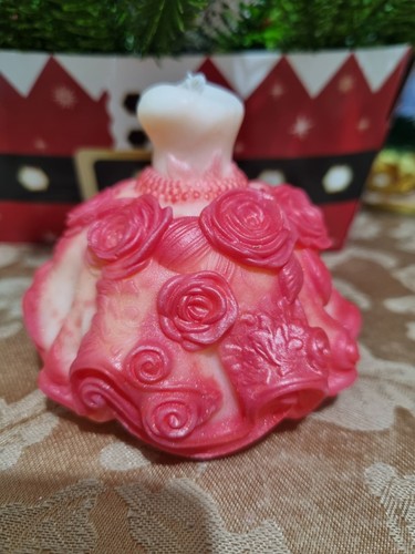 Red rose dress shaped candle - rose,