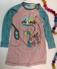 Phister And Philina Swan Dress Girls Children's Age 6 Cotton Stripey Pink Blue