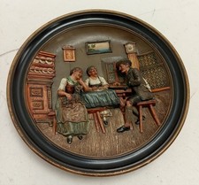 Vintage German Relief Wall Plaque 12.6" MusterSchutz Zither Folk Art VGC