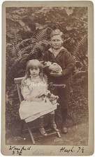 CDV BISHOP'S STORTFORD SIBLINGS WITH KITTEN WINIFRED & HUGH LIPSCOMB PLAYLE