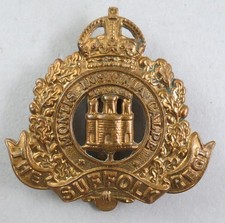 Military Brass Cap Badge The Suffolk Regiment British Army Infantry
