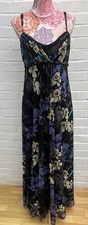 Monsoon Maxi Dress UK 12 Black Blue Floral Occasion Grecian Gown Party
