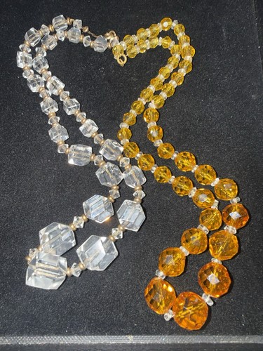 Vintage faceted clear amber - vintage,