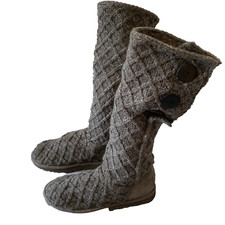 UGG Australia Women's Grey Cardi Cable Knit Tall Boots Size UK 6.5