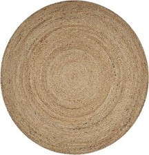 Jute  Round Rug Reversible 100% Natural Braided Home Decor Rustic Look Rug