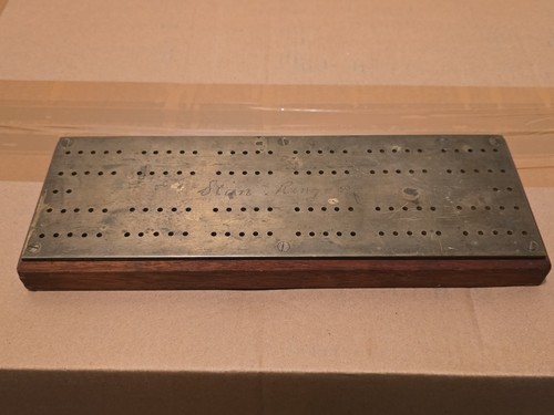 Antique brass topped - topped, cribbage