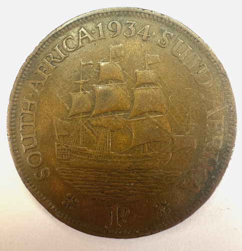 1934 south africa one penny - one,