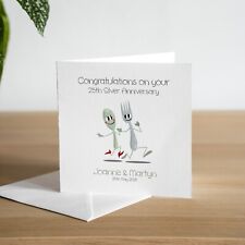 Personalised Handmade 25th Silver Wedding Anniversary Card Couple Husband Wife