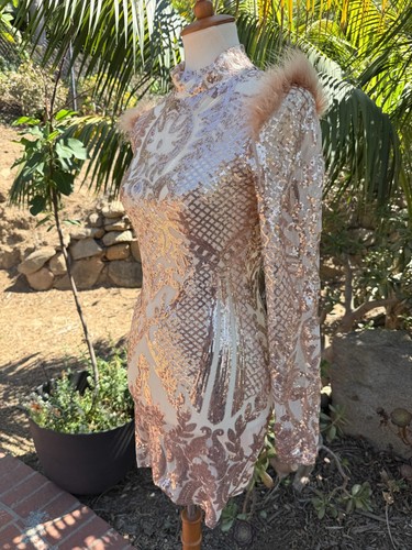 Rose gold sequin nude sheer - rose,