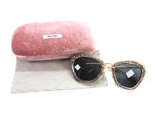 Miu Miu Sunglasses Glitter Cat Eye Y2K SMU 10N Gold Metal Frame