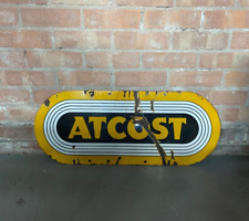 ORIGINAL ATCOST ENAMEL SIGN ADVERTISING FARM BUILDINGS FARMING AGRICULTURE