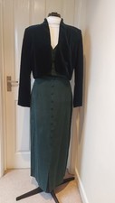 Monsoon green silk evening/cocktail dress and green velvet bolero jacket size 12