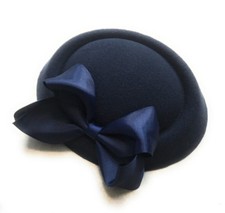 Big Bow Pillbox Wedding Hat Ladies Headpiece Felt Hatinator Fascinator Clips