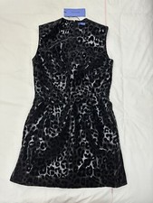 NWT MUGLER Black Embossed Leopard Mini Dress Size 36 $990