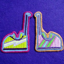 Dodgem Patches Handmade Sew-On Patches Hand-Embroidered Fairground Theme 1 Pair