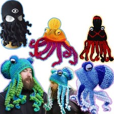 UK Unisex Octopus Winter Warmer Knitted Hat Squid Party Caps Beanie Fancy Dress