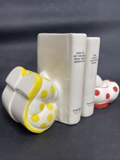 Pair Novelty Carlton Ware Rare Ceramic Walking Spotty Shoes Bookends 1980