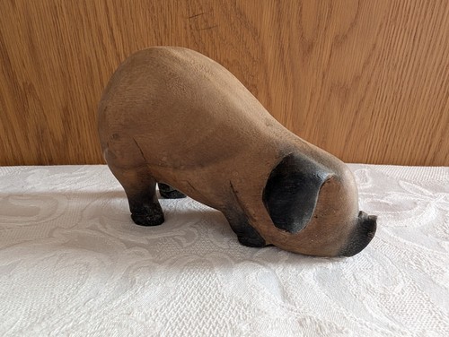 Hand carved wooden - hand-carved, pig