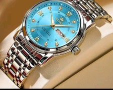 OLEVS Mens Luxury Wristwatch Stainless Steel Quartz Waterproof Luminous Watch UK