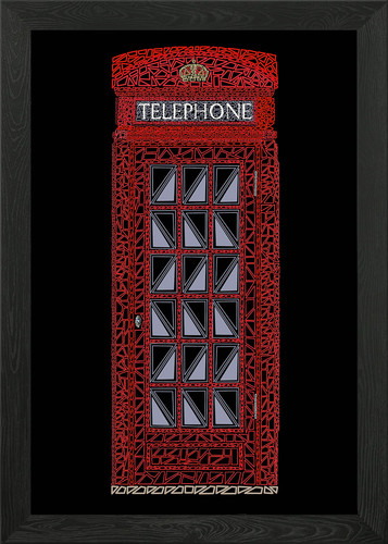 Red phone booth mosaic - phone,