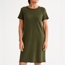 Eileen Fisher Green Lounge Cotton Sweatshirt Dress Small